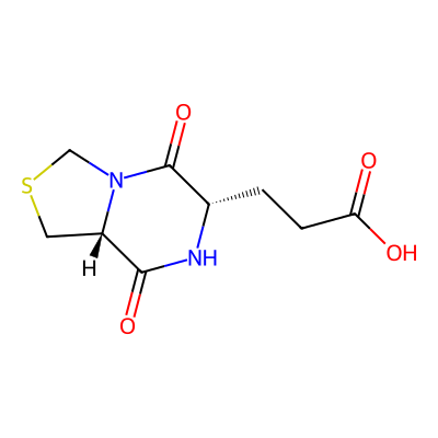 Chemical structure of 3-((6S,8aR)-5,8-Dioxohexahydro-3H-thiazolo[3,4-a]pyrazin-6-yl)propanoic Acid