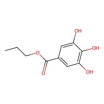 Chemical structure of Propyl Gallate