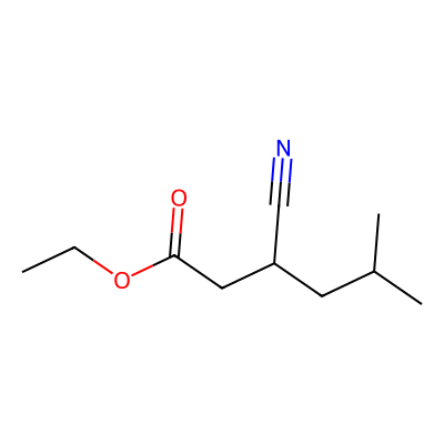 Chemical structure of 3-Cyano-5-methylhexanoic acid ethyl ester