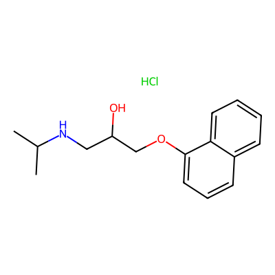 Chemical structure of Propranolol Hydrochloride - API