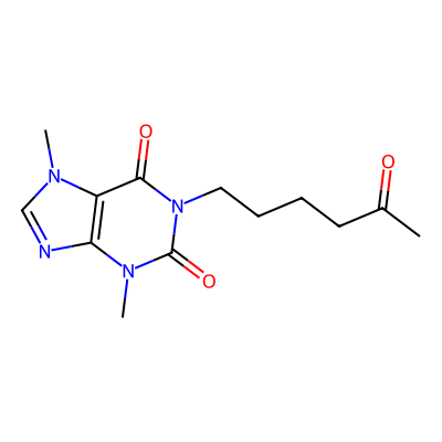 Chemical structure of Pentoxifylline
