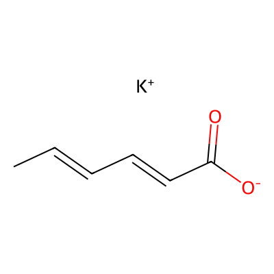 Chemical structure of Potassium sorbate
