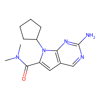 Chemical structure of 2-amino-7-cyclopentyl-N,N-dimethyl-7H-pyrrolo[2,3-d]pyrimidine-6-carboxamide