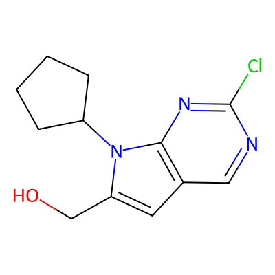 Chemical structure of (2-Chloro-7-cyclopentyl-7H-pyrrolo[2,3-d]pyrimidin-6-yl)methanol