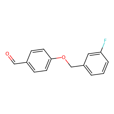 Chemical structure of 4-[(3-fluorobenzyl)oxy]benzaldehyde.