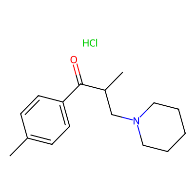 Chemical structure of Tolperisone Hydrochloride - API