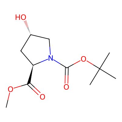 Chemical structure of (2R,4S)-1-tert-Butyl 2-Methyl 4-Hydroxypyrrolidine-1,2-dicarboxylate
