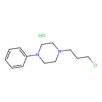 Chemical structure of 1-(3-chloropropyl)-4-phenyl piperazine hydrochloride