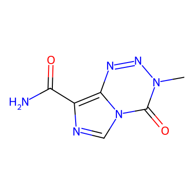 Chemical structure of Temozolomide