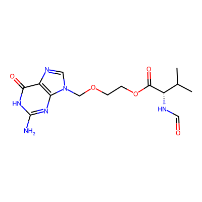 Chemical structure of Valacyclovir N-formyl Impurity