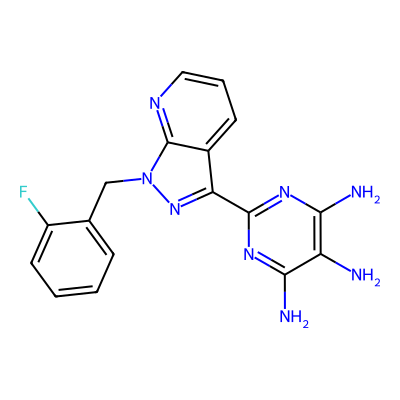 Chemical structure of 2-[1-(2-Fluorobenzyl)-1h-Pyrazolo[3,4-B]Pyridin-3-Yl]Pyrimidine-4,5,6-Triamine