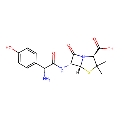 Chemical structure of Amoxicillin