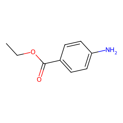 Chemical structure of Benzocaine