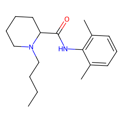 Chemical structure of Bupivacaine