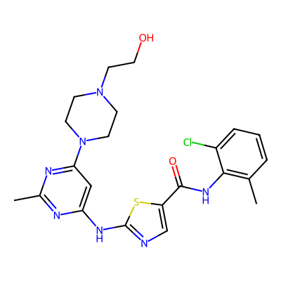 Chemical structure of Dasatinib
