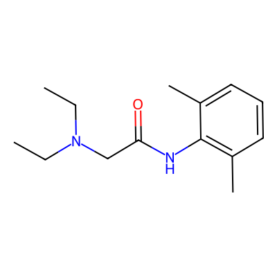 Chemical structure of Lidocaine