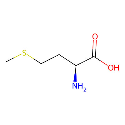 Chemical structure of Methionine