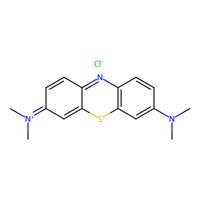 Chemical structure of Methylene blue