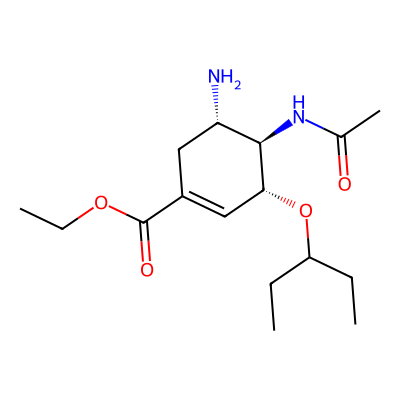Chemical structure of Oseltamivir
