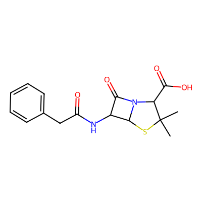 Chemical structure of Penicillin