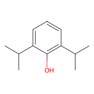 Chemical structure of Propofol