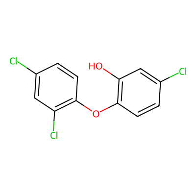 Chemical structure of Triclosan