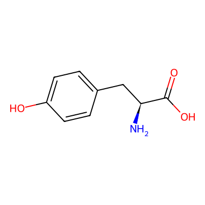 Chemical structure of Tyrosine